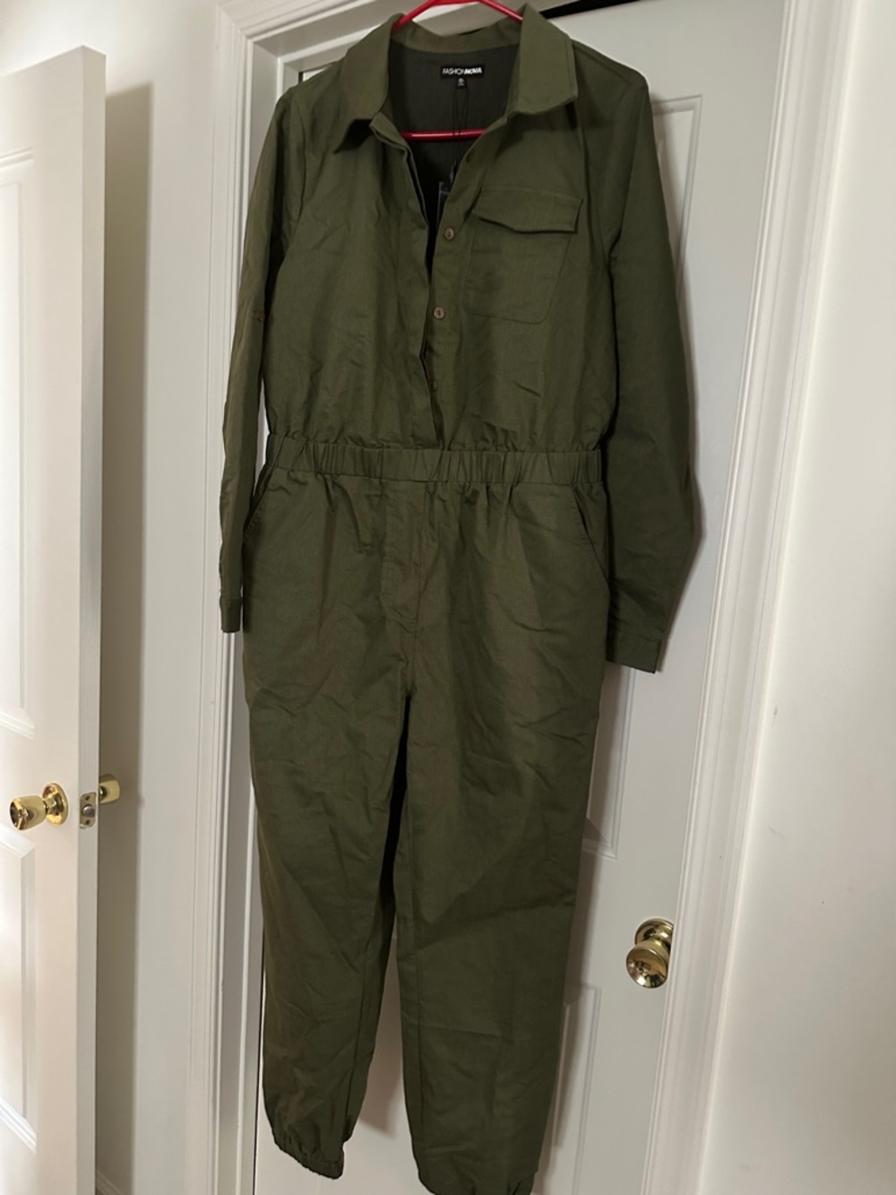 Fashion Nova Olive Green Utility Jumpsuit